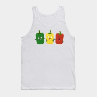 Cute bell pepper capsicum trio singing cartoon Tank Top